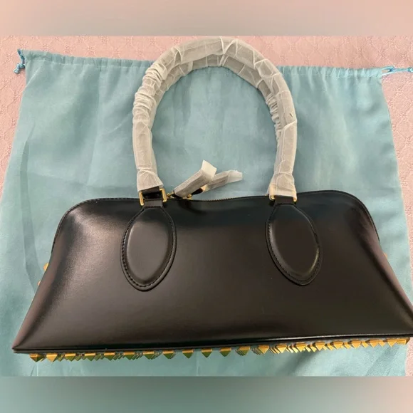 NWT Tiffany & Fred Studded Black Soft Leather Bag - Picture 2 of 8